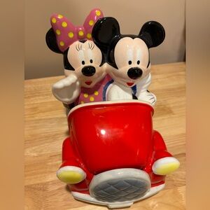Mickey Minnie Mouse Red Car Houston Harvest Ride Together Roadster cookie jar.
